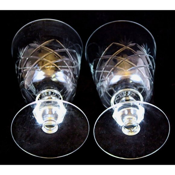 Toscany Fern Water Goblets (Set of 2) -- Mid-Century Blown Glass Drinkware - Picture 4 of 4